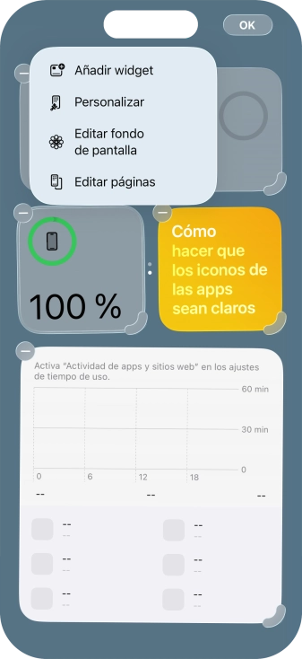 Pulsa Añadir widget. Pulsa Añadir widget.