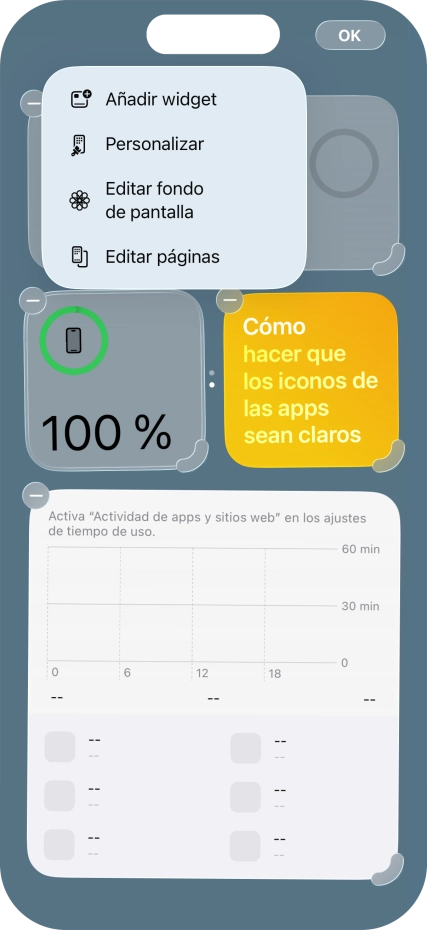 Pulsa Añadir widget. Pulsa Añadir widget.