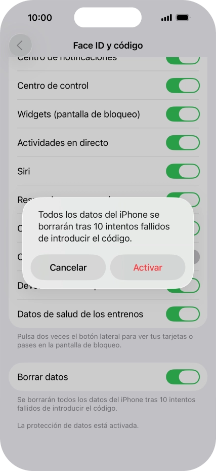 Si activas la función, pulsa Activar. Si activas la función, pulsa Activar.
