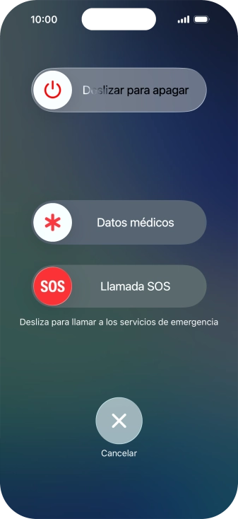 Pulsa el icono de apagar y arrástralo hacia la derecha. Pulsa el icono de apagar y arrástralo hacia la derecha.