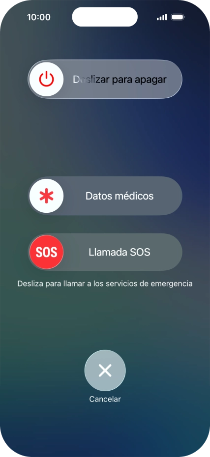 Pulsa el icono de apagar y arrástralo hacia la derecha. Pulsa el icono de apagar y arrástralo hacia la derecha.