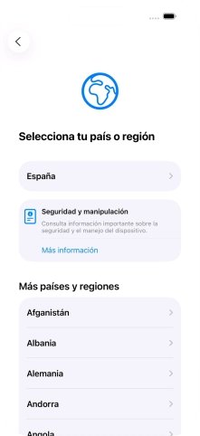 Pulsa el país o el área deseados. Pulsa el país o el área deseados.