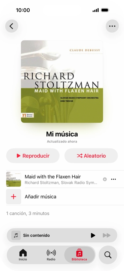Desplázate a la categoría o a la lista de reproducción deseada y pulsa el archivo de música deseado. Desplázate a la categoría o a la lista de reproducción deseada y pulsa el archivo de música deseado.