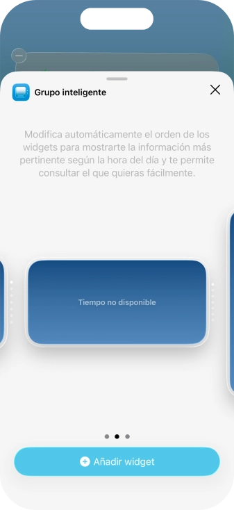 Desliza el dedo hacia la derecha o hacia la izquierda por la pantalla para seleccionar el tamaño de widget deseado. Desliza el dedo hacia la derecha o hacia la izquierda por la pantalla para seleccionar el tamaño de widget deseado.