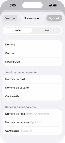 Pulsa Nombre de host e introduce smtp.vodafone.es. Pulsa Nombre de host e introduce smtp.vodafone.es.