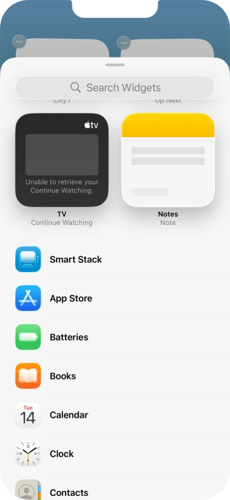Press the required widget. Press the required widget.