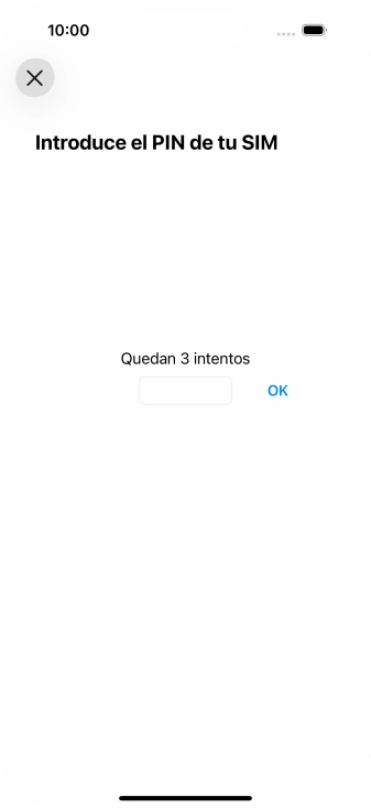 Si es necesario desbloquear la tarjeta SIM, introduce el código PIN y pulsa OK. Si es necesario desbloquear la tarjeta SIM, introduce el código PIN y pulsa OK.