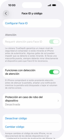 Pulsa Desactivar código e introduce el código de seguridad. Pulsa Desactivar código e introduce el código de seguridad.