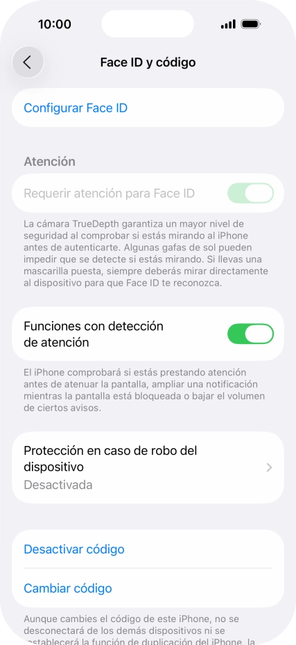 Pulsa Desactivar código e introduce el código de seguridad. Pulsa Desactivar código e introduce el código de seguridad.