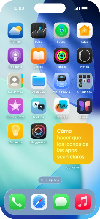 Si utilizas un grupo de widgets: Desliza el dedo hacia arriba o hacia abajo sobre el grupo para seleccionar el widget deseado. Si utilizas un grupo de widgets: Desliza el dedo hacia arriba o hacia abajo sobre el grupo para seleccionar el widget deseado.