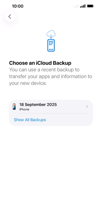 Press the required backup and your phone restores the content of the selected backup. Subsequently, follow the instructions on the screen to set up your phone and prepare it for use. Press the required backup and your phone restores the content of the selected backup. Subsequently, follow the instructions on the screen to set up your phone and prepare it for use.