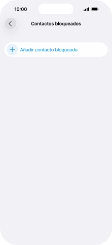 Pulsa Añadir contacto bloqueado y sigue las indicaciones de la pantalla para bloquear un contacto. Pulsa Añadir contacto bloqueado y sigue las indicaciones de la pantalla para bloquear un contacto.