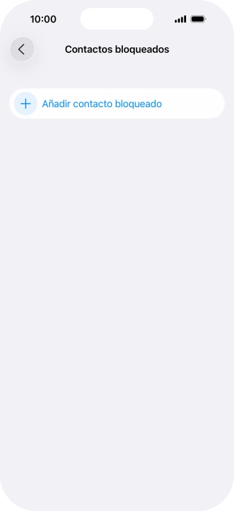 Pulsa Añadir contacto bloqueado y sigue las indicaciones de la pantalla para bloquear un contacto. Pulsa Añadir contacto bloqueado y sigue las indicaciones de la pantalla para bloquear un contacto.