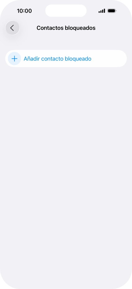 Pulsa Añadir contacto bloqueado y sigue las indicaciones de la pantalla para bloquear un contacto. Pulsa Añadir contacto bloqueado y sigue las indicaciones de la pantalla para bloquear un contacto.