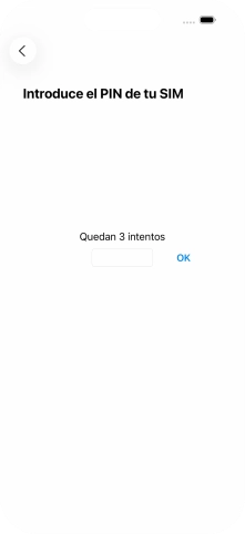 Si es necesario desbloquear la tarjeta SIM, introduce el código PIN y pulsa OK. Si es necesario desbloquear la tarjeta SIM, introduce el código PIN y pulsa OK.