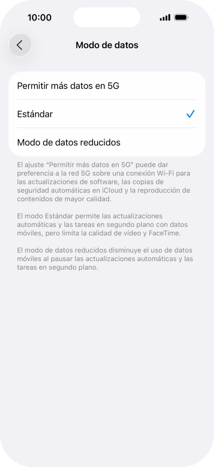 Pulsa el ajuste deseado. Pulsa el ajuste deseado.