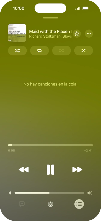 Pulsa el icono de reproducción aleatoria para activar o desactivar la función. Pulsa el icono de reproducción aleatoria para activar o desactivar la función.
