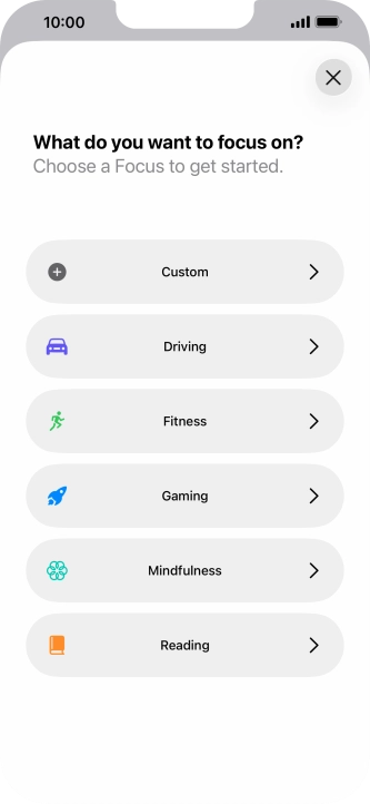 Press the required focus mode and follow the instructions on the screen to add the selected focus mode. Press the required focus mode and follow the instructions on the screen to add the selected focus mode.