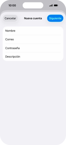 Pulsa Descripción e introduce el nombre de la cuenta de correo electrónico. Pulsa Descripción e introduce el nombre de la cuenta de correo electrónico.