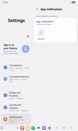 Press Add apps and follow the instructions on the screen to select which apps you would like to receive notifications from when Do Not Disturb is turned on. Press Add apps and follow the instructions on the screen to select which apps you would like to receive notifications from when Do Not Disturb is turned on.