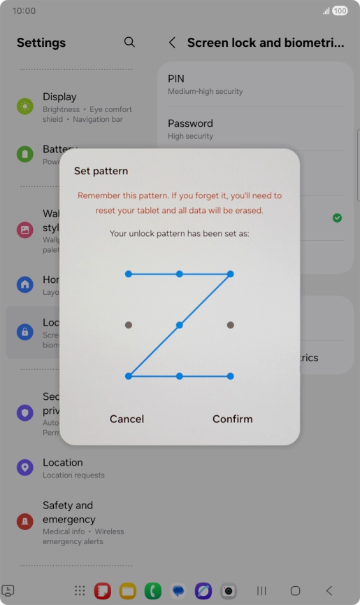 Repeat the selected lock code and press Confirm. Repeat the selected lock code and press Confirm.