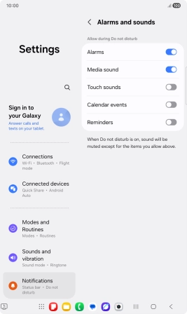 Press the indicators to turn sound and vibration for the selected functions on or off. Press the indicators to turn sound and vibration for the selected functions on or off.