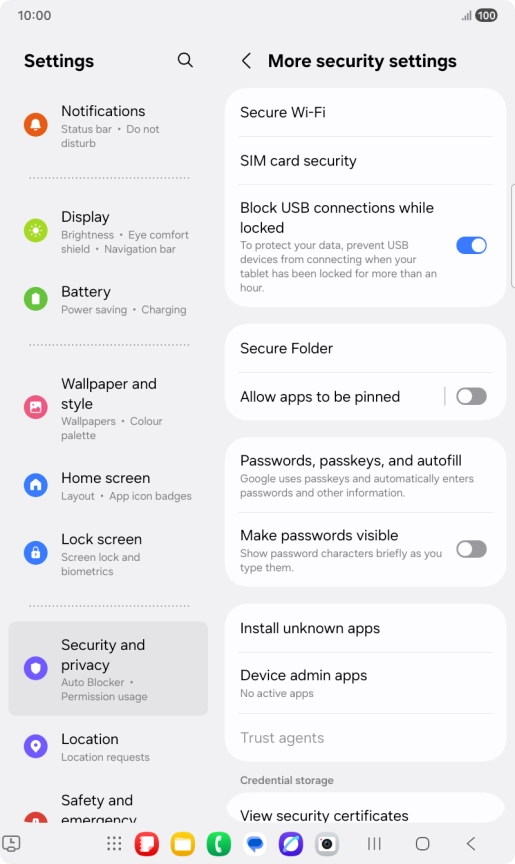 Press SIM card security. Press SIM card security.