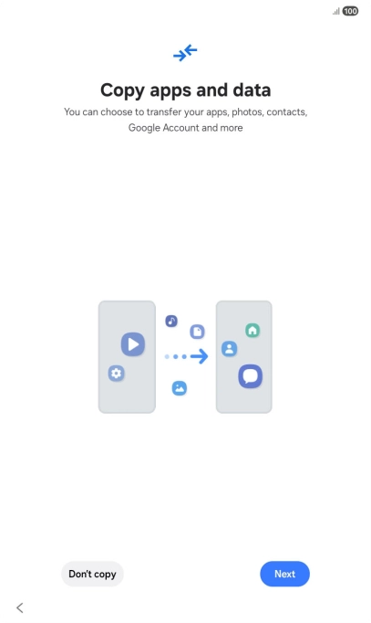 When this screen is displayed, your tablet is ready to restore content from a Google One backup. When this screen is displayed, your tablet is ready to restore content from a Google One backup.