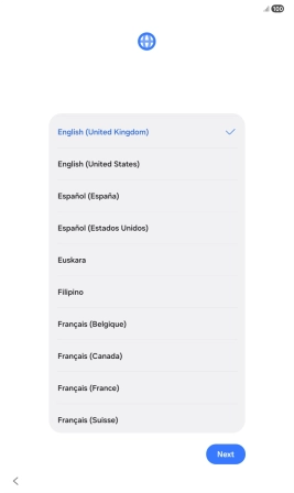 Press the required language. Press the required language.