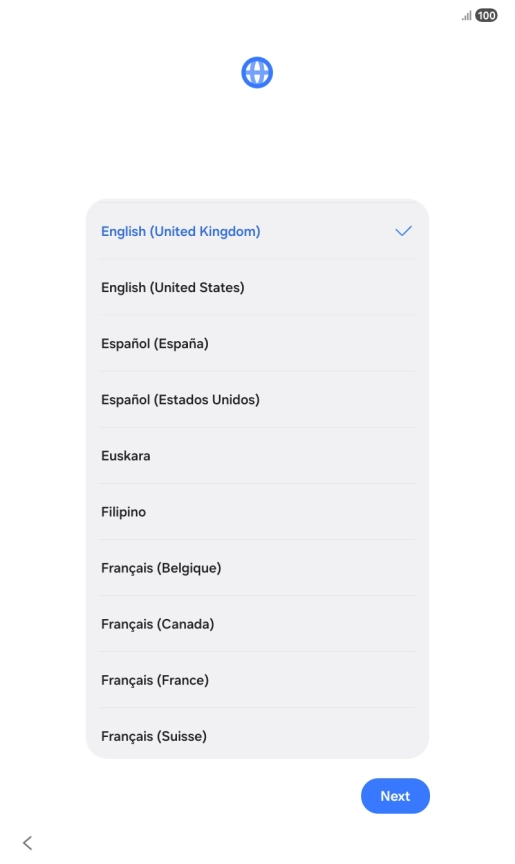 Press the required language. Press the required language.