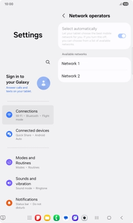Press the required network. Press the required network.