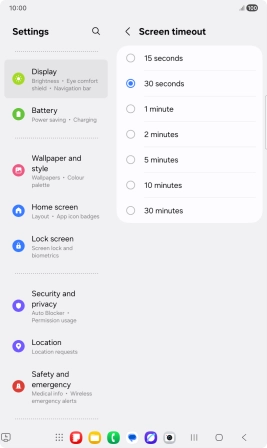 Press the required setting. Press the required setting.