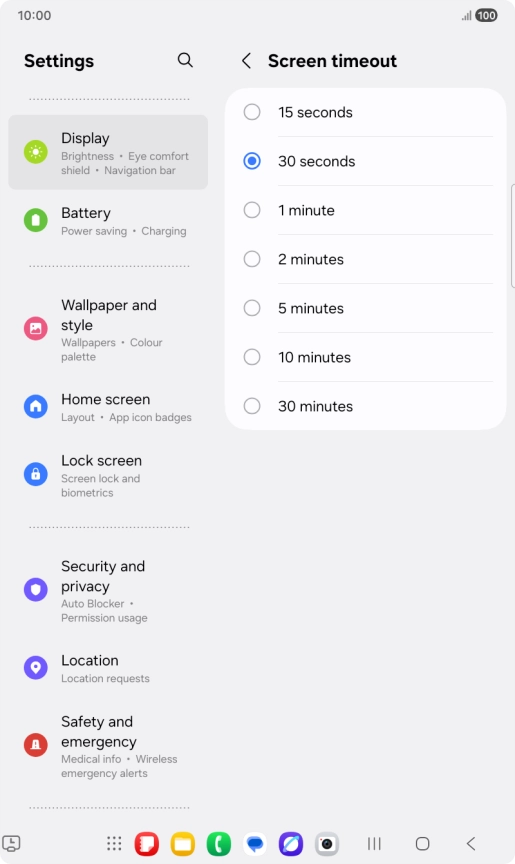 Press the required setting. Press the required setting.