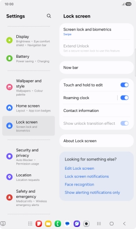 Press Screen lock and biometrics. Press Screen lock and biometrics.