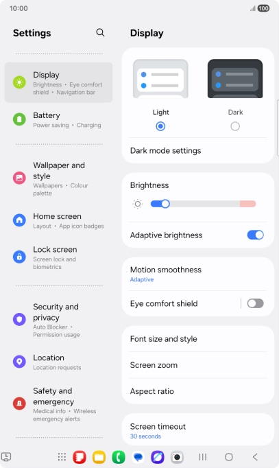 Press Screen timeout. Press Screen timeout.