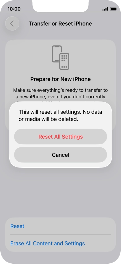 Press Reset All Settings. Press Reset All Settings.