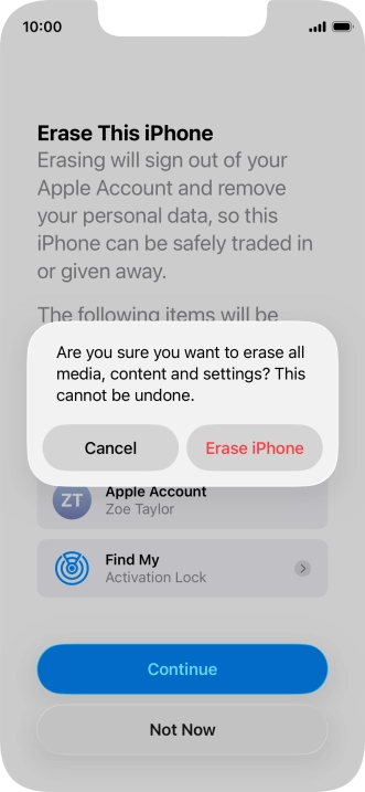 Press Erase iPhone. Press Erase iPhone.