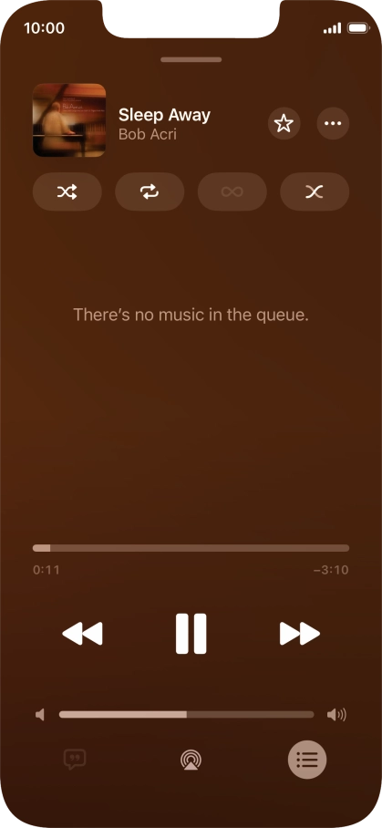 Press the shuffle icon to turn the function on or off. Press the shuffle icon to turn the function on or off.