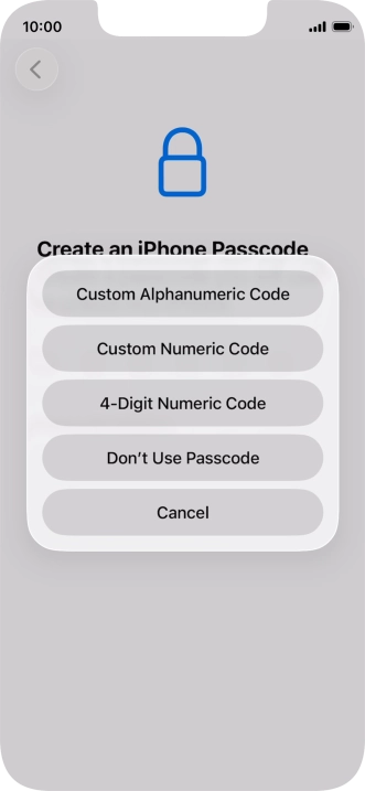 Follow the instructions on the screen to turn on use of phone lock code or press Don't Use Passcode. Follow the instructions on the screen to turn on use of phone lock code or press Don't Use Passcode.