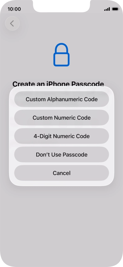 Follow the instructions on the screen to turn on use of phone lock code or press Don't Use Passcode. Follow the instructions on the screen to turn on use of phone lock code or press Don't Use Passcode.