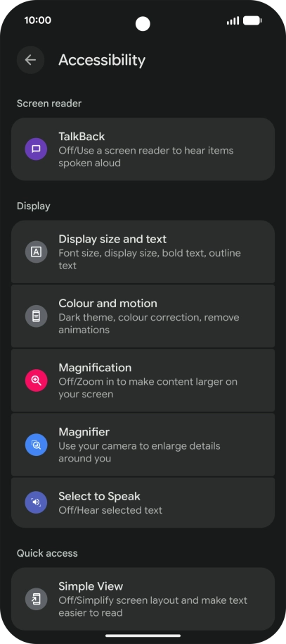 Press TalkBack and follow the instructions on the screen to select the required settings. Press TalkBack and follow the instructions on the screen to select the required settings.