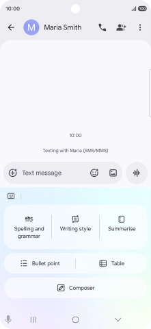 To generate a text, press Composer and follow the instructions on the screen to use the function. To generate a text, press Composer and follow the instructions on the screen to use the function.