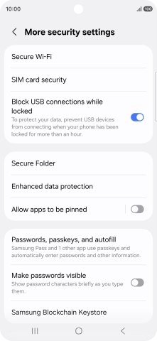 Press SIM card security. Press SIM card security.