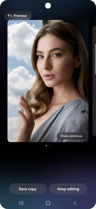 Press Save copy to save the generated photo suggestion. Press Save copy to save the generated photo suggestion.