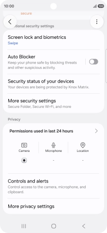 Press More security settings. Press More security settings.