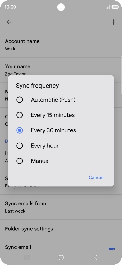 Press the required setting. Press the required setting.