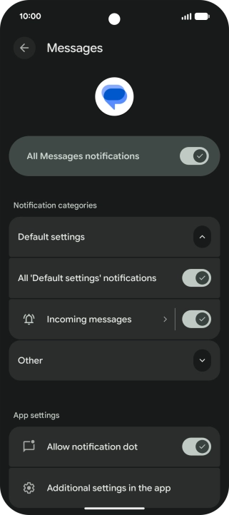 Press Incoming messages. Press Incoming messages.