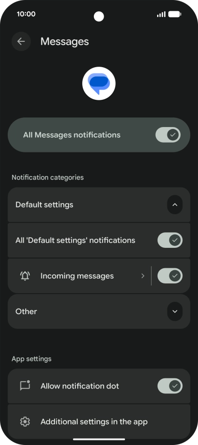 Press Incoming messages. Press Incoming messages.