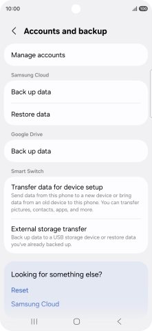 Press Manage accounts. Press Manage accounts.