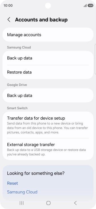 Press Manage accounts. Press Manage accounts.